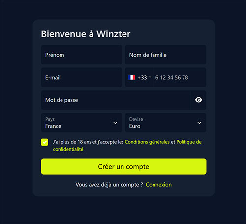 fiche inscription winzter casino