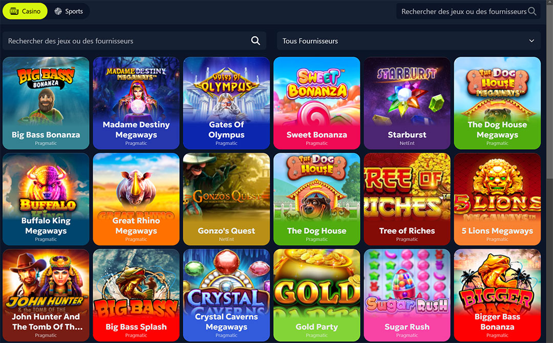 jeux disponibles winzter casino